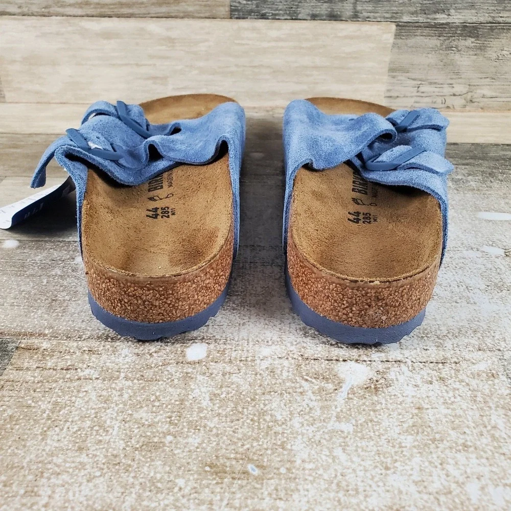 Birkenstock Zurich Mens‎ Slide Sandals 11 Elemental Blue Suede Adjustable Buckle